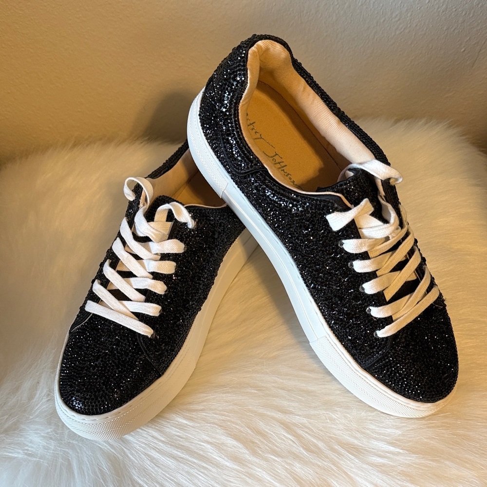 Betsey Johnson Black Glitter Sneakers